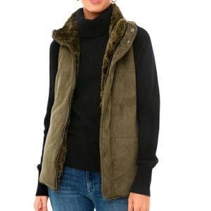 Tuckernuck Small Poblano Suede Shearling Reversible Emilia Vest